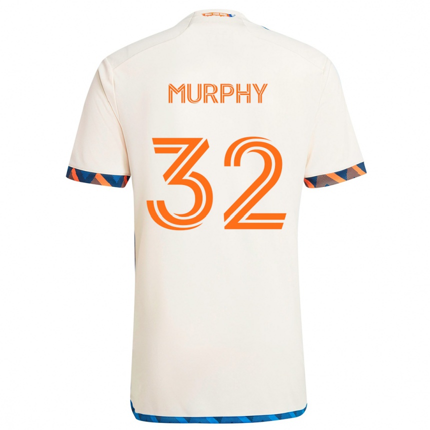 Kinder Fußball Ian Murphy #32 Weiß Orange Auswärtstrikot Trikot 2024/25 T-Shirt Luxemburg