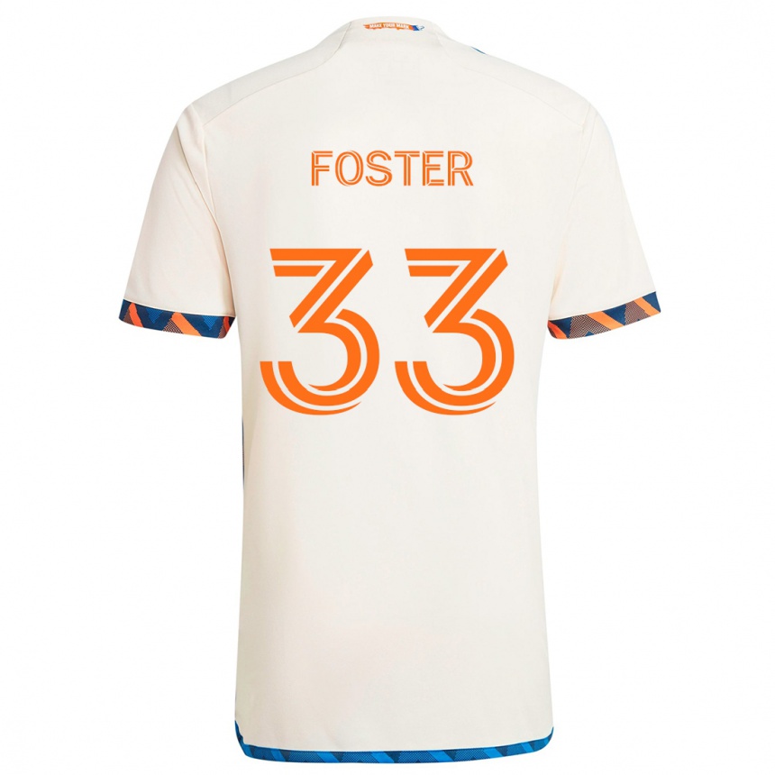 Kinder Fußball Isaiah Foster #33 Weiß Orange Auswärtstrikot Trikot 2024/25 T-Shirt Luxemburg