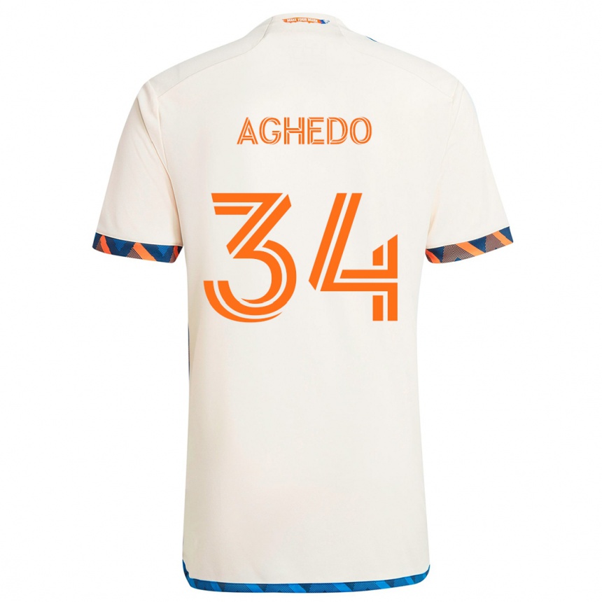 Kinder Fußball London Aghedo #34 Weiß Orange Auswärtstrikot Trikot 2024/25 T-Shirt Luxemburg