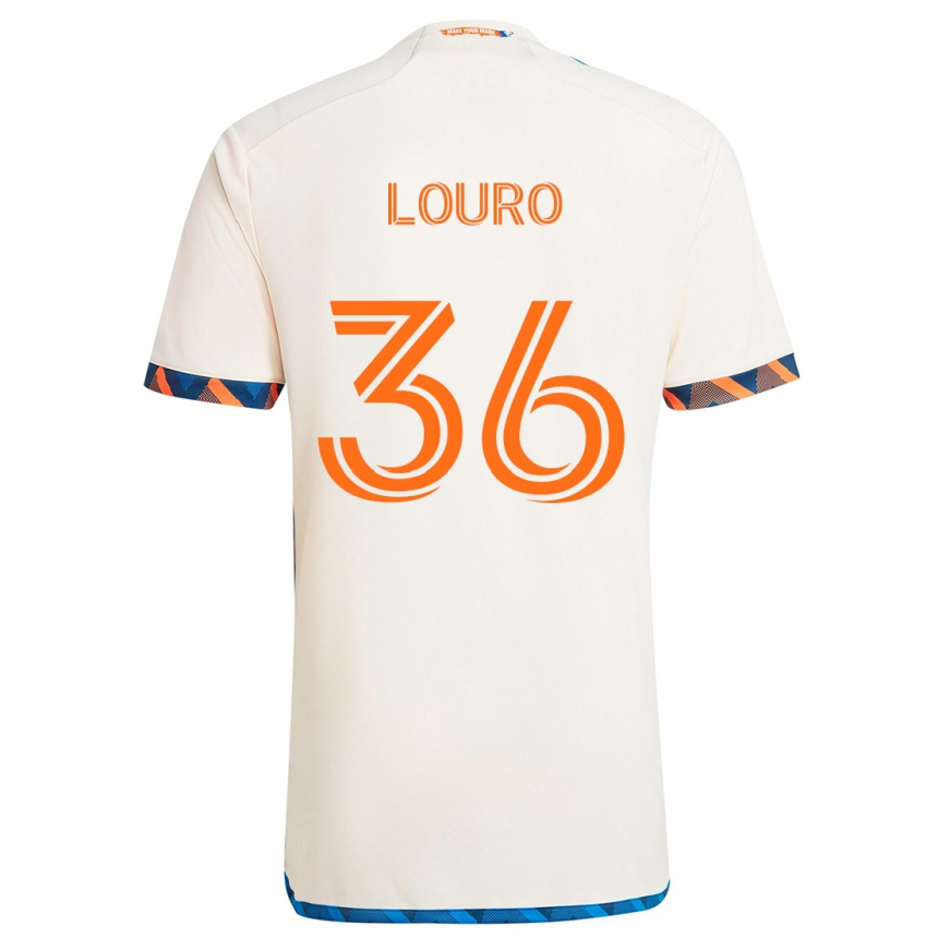 Kinder Fußball Evan Louro #36 Weiß Orange Auswärtstrikot Trikot 2024/25 T-Shirt Luxemburg