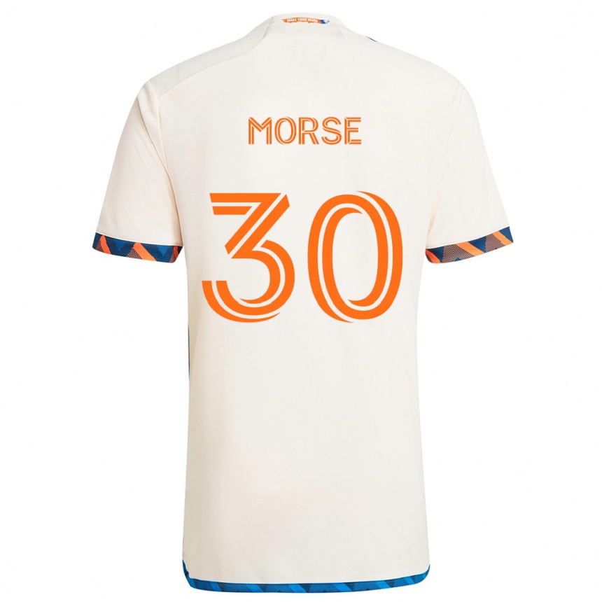 Kinder Fußball Hunter Morse #30 Weiß Orange Auswärtstrikot Trikot 2024/25 T-Shirt Luxemburg