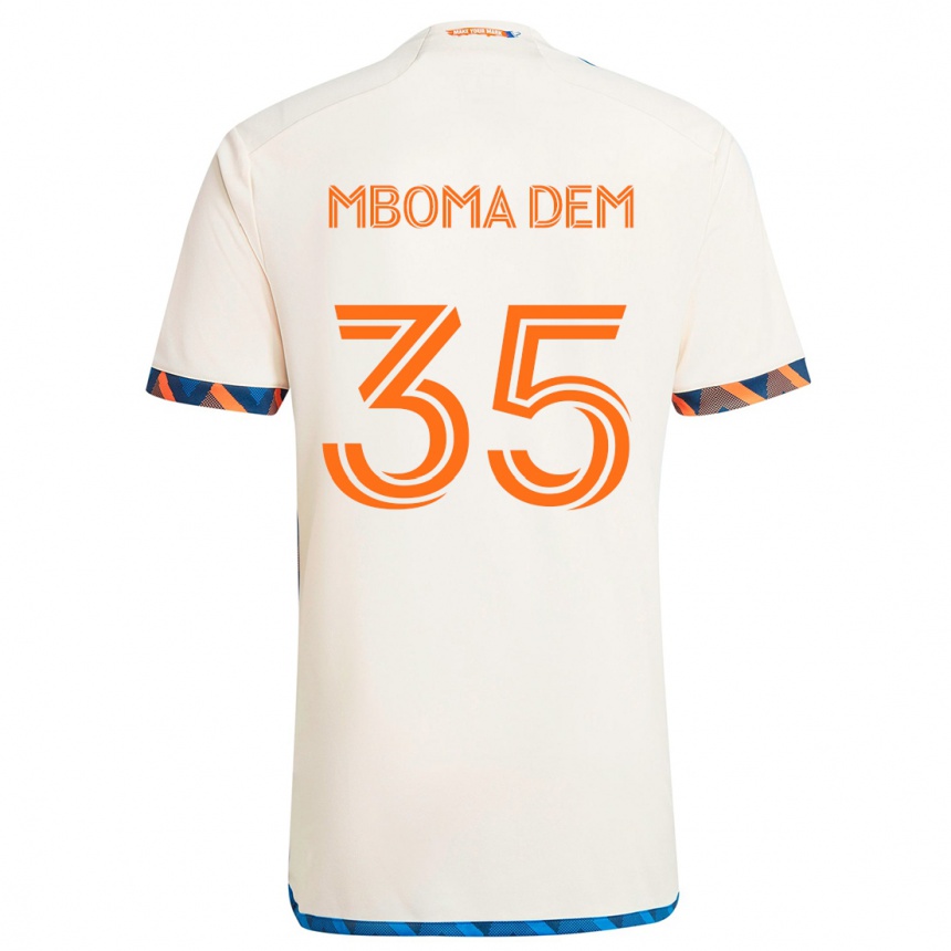 Kinder Fußball Kenji Mboma Dem #35 Weiß Orange Auswärtstrikot Trikot 2024/25 T-Shirt Luxemburg