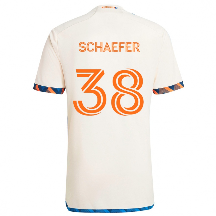 Kinder Fußball Brian Schaefer #38 Weiß Orange Auswärtstrikot Trikot 2024/25 T-Shirt Luxemburg