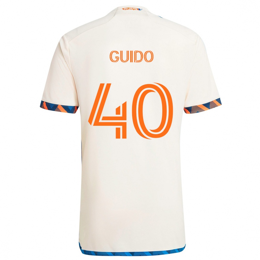 Kinder Fußball Alejandro Guido #40 Weiß Orange Auswärtstrikot Trikot 2024/25 T-Shirt Luxemburg