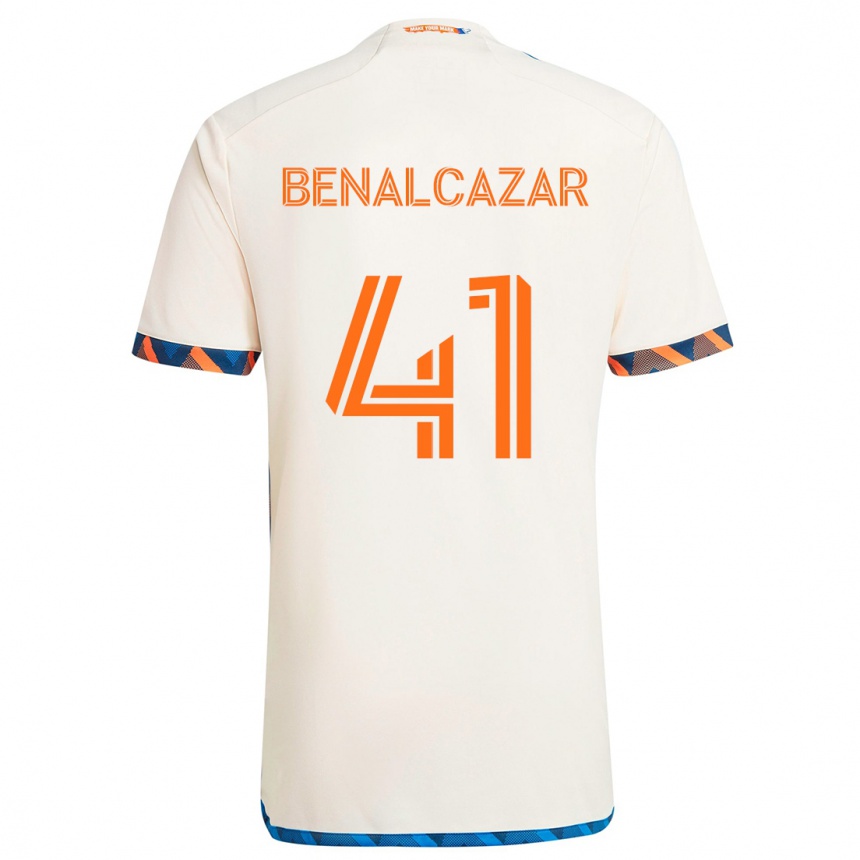 Kinder Fußball Nico Benalcázar #41 Weiß Orange Auswärtstrikot Trikot 2024/25 T-Shirt Luxemburg