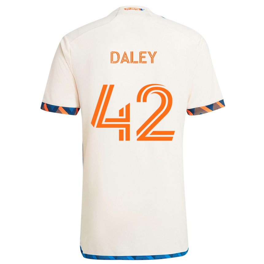 Kinder Fußball Amir Daley #42 Weiß Orange Auswärtstrikot Trikot 2024/25 T-Shirt Luxemburg