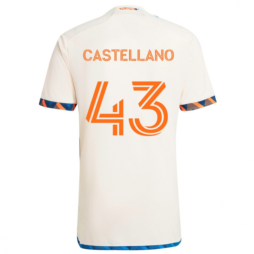 Kinder Fußball Jesús Castellano #43 Weiß Orange Auswärtstrikot Trikot 2024/25 T-Shirt Luxemburg