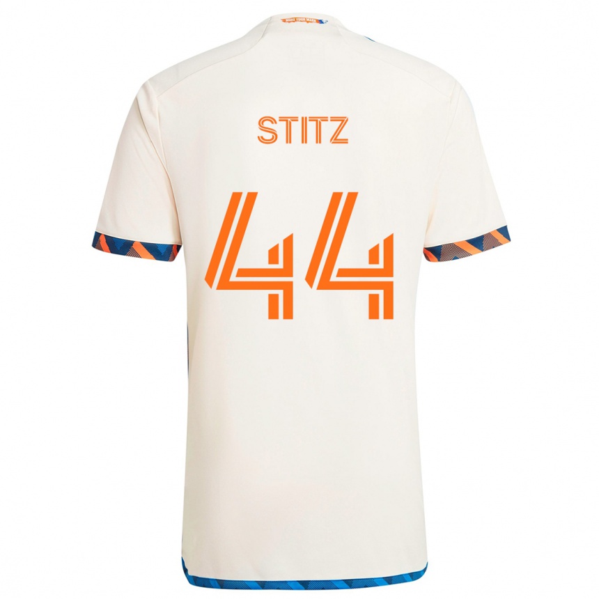 Kinder Fußball Ben Stitz #44 Weiß Orange Auswärtstrikot Trikot 2024/25 T-Shirt Luxemburg