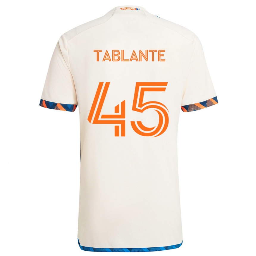 Kinder Fußball Moises Tablante #45 Weiß Orange Auswärtstrikot Trikot 2024/25 T-Shirt Luxemburg