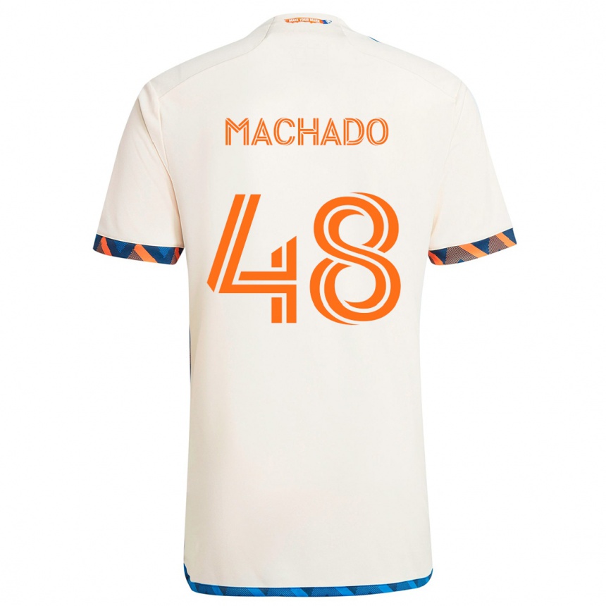 Kinder Fußball Juan Machado #48 Weiß Orange Auswärtstrikot Trikot 2024/25 T-Shirt Luxemburg