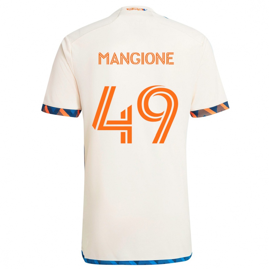 Kinder Fußball Peter Mangione #49 Weiß Orange Auswärtstrikot Trikot 2024/25 T-Shirt Luxemburg