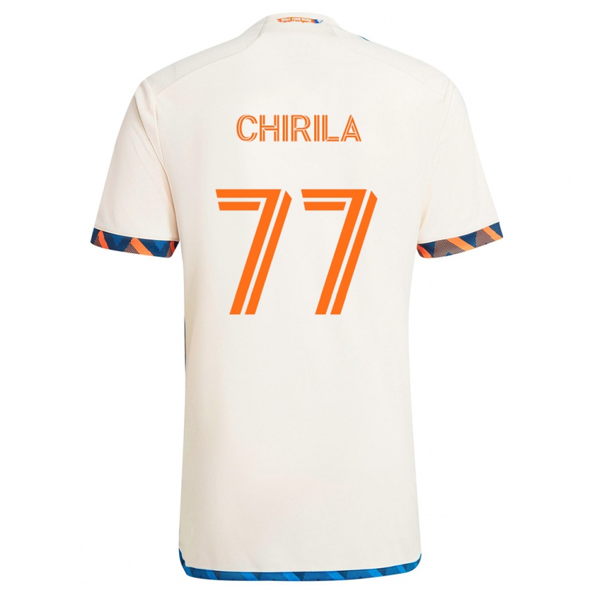 Kinder Fußball Stefan Chirila #77 Weiß Orange Auswärtstrikot Trikot 2024/25 T-Shirt Luxemburg