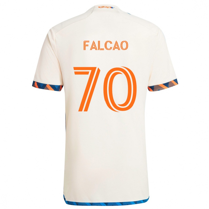 Kinder Fußball Kiano Falcao #70 Weiß Orange Auswärtstrikot Trikot 2024/25 T-Shirt Luxemburg