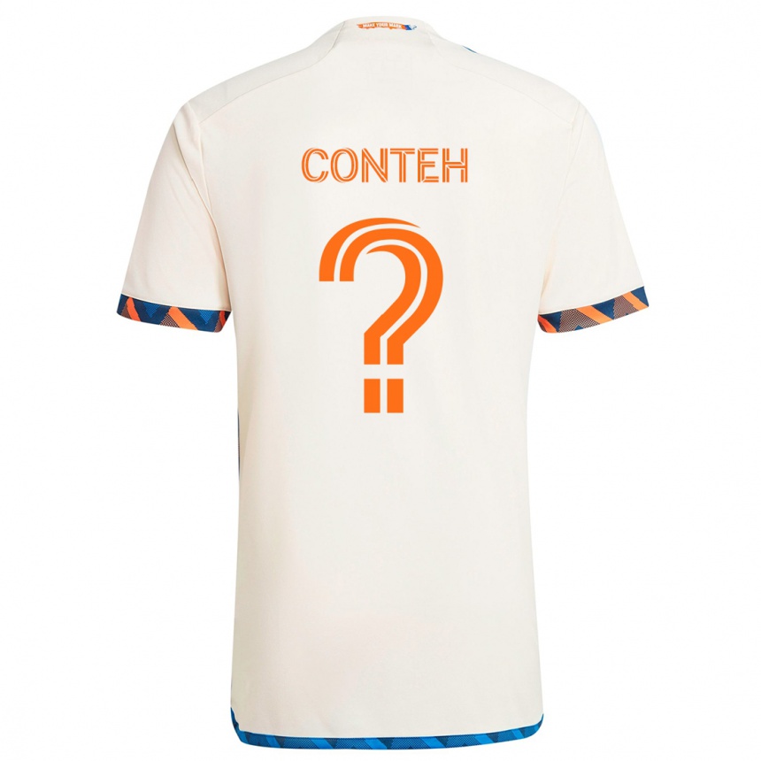 Kinder Fußball Haroun Conteh #0 Weiß Orange Auswärtstrikot Trikot 2024/25 T-Shirt Luxemburg