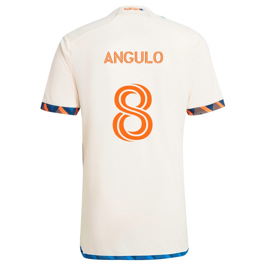 Kinder Fußball Marco Angulo #8 Weiß Orange Auswärtstrikot Trikot 2024/25 T-Shirt Luxemburg