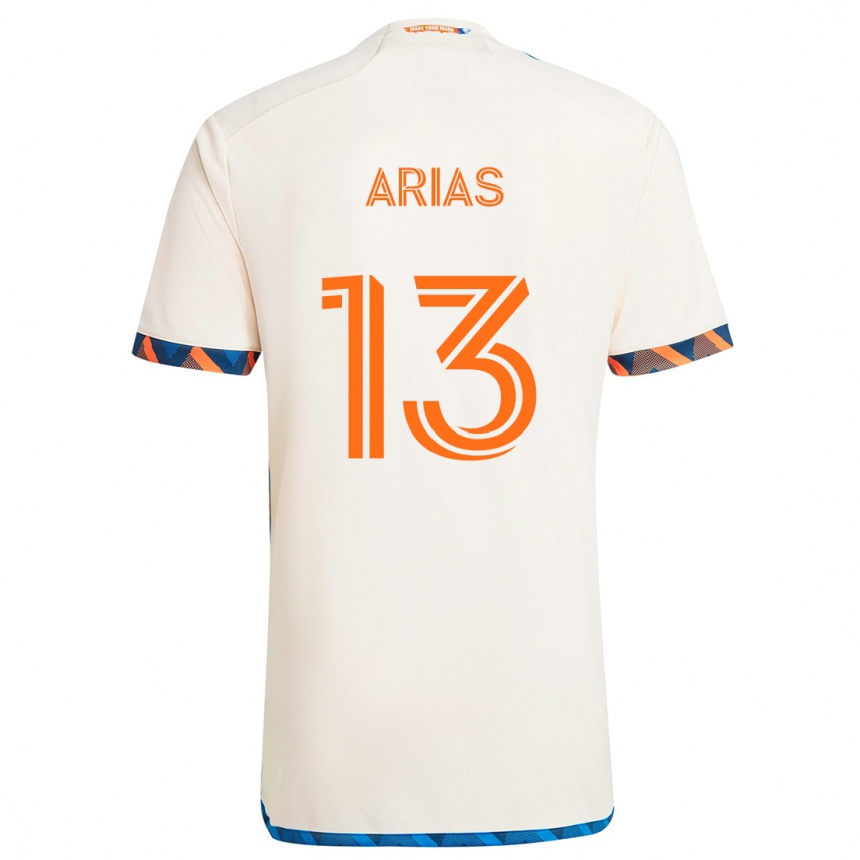 Kinder Fußball Santiago Arias #13 Weiß Orange Auswärtstrikot Trikot 2024/25 T-Shirt Luxemburg