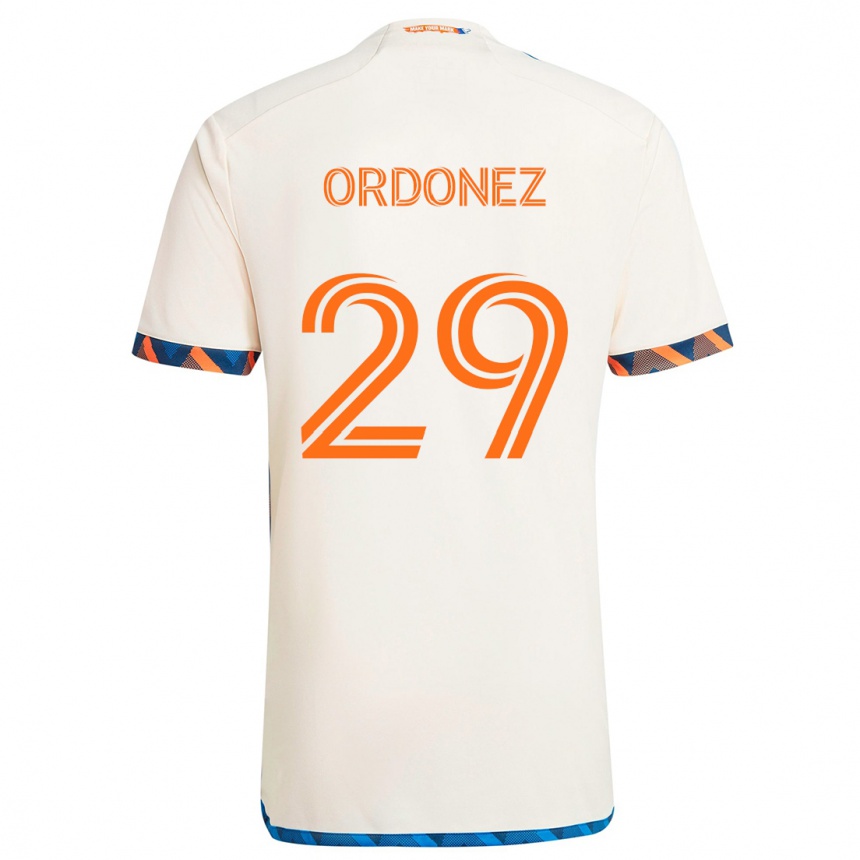 Kinder Fußball Arquímides Ordóñez #29 Weiß Orange Auswärtstrikot Trikot 2024/25 T-Shirt Luxemburg