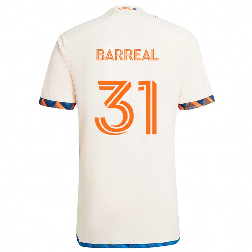 Kinder Fußball Álvaro Barreal #31 Weiß Orange Auswärtstrikot Trikot 2024/25 T-Shirt Luxemburg