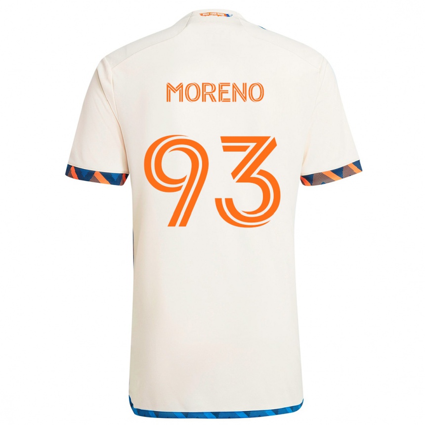 Kinder Fußball Júnior Moreno #93 Weiß Orange Auswärtstrikot Trikot 2024/25 T-Shirt Luxemburg