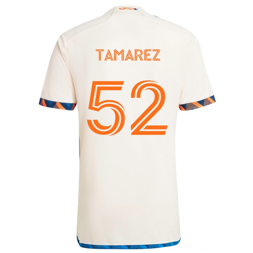 Kinder Fußball Lucas Tamarez #52 Weiß Orange Auswärtstrikot Trikot 2024/25 T-Shirt Luxemburg