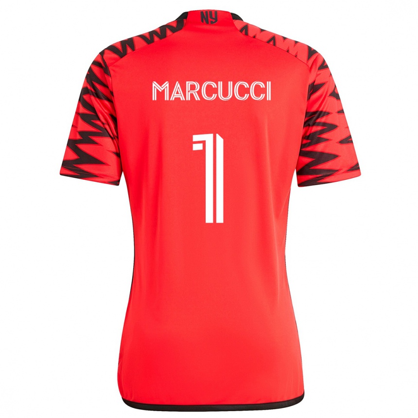 Kinder Fußball Aj Marcucci #1 Rot Schwarz Weiß Auswärtstrikot Trikot 2024/25 T-Shirt Luxemburg