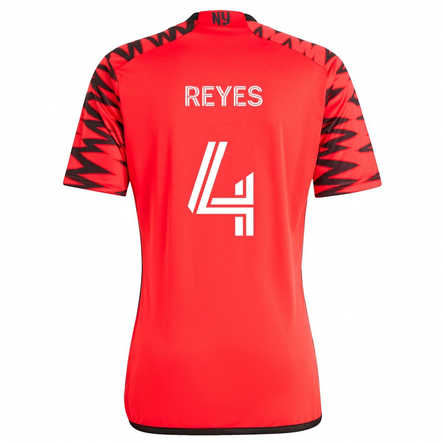 Kinder Fußball Andrés Reyes #4 Rot Schwarz Weiß Auswärtstrikot Trikot 2024/25 T-Shirt Luxemburg