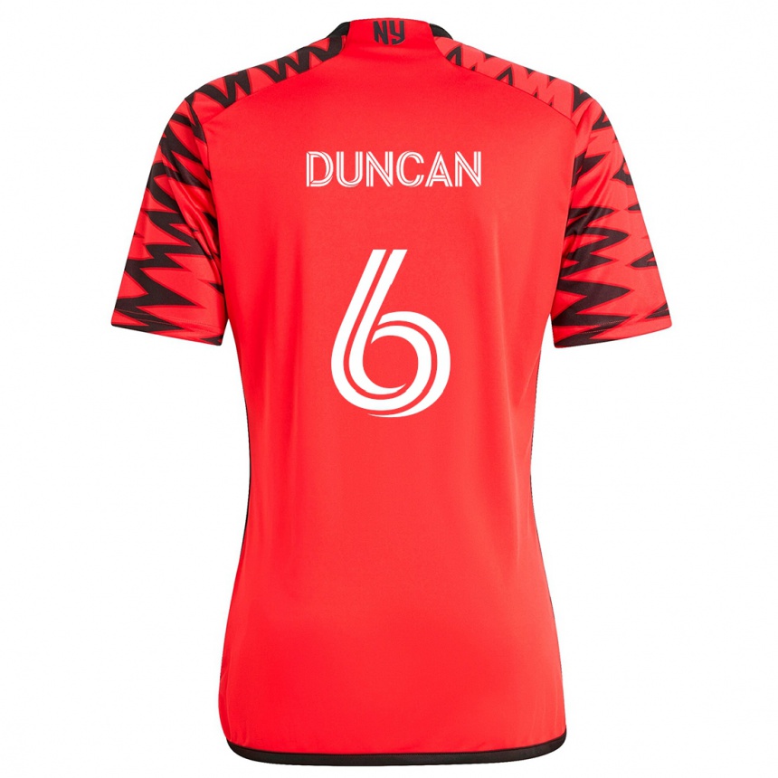 Kinder Fußball Kyle Duncan #6 Rot Schwarz Weiß Auswärtstrikot Trikot 2024/25 T-Shirt Luxemburg