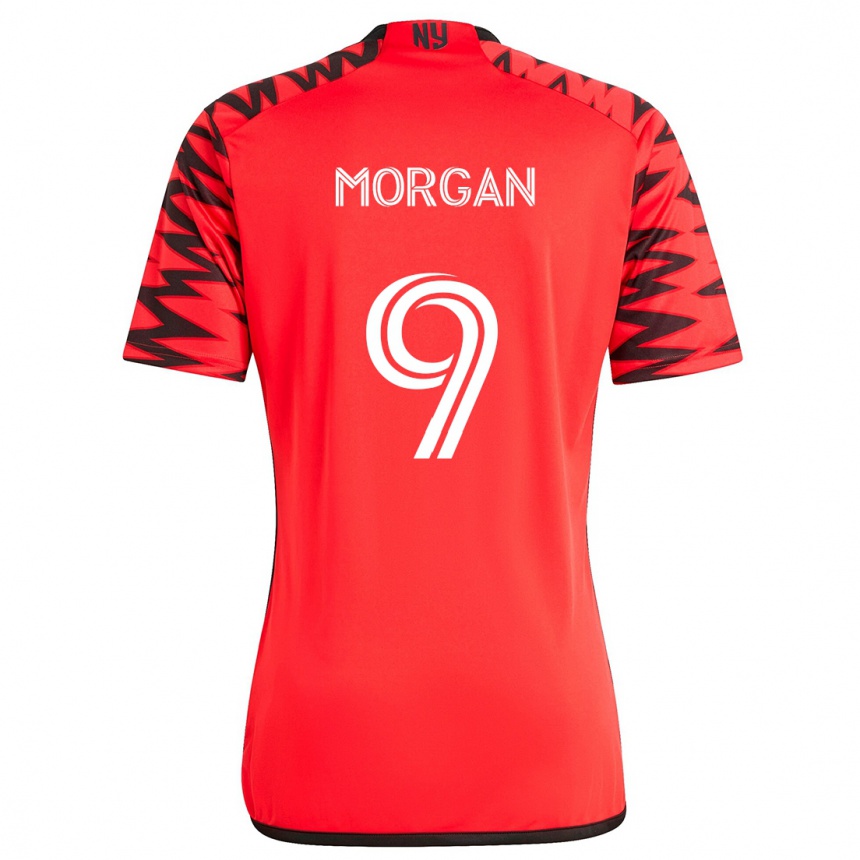 Kinder Fußball Lewis Morgan #9 Rot Schwarz Weiß Auswärtstrikot Trikot 2024/25 T-Shirt Luxemburg