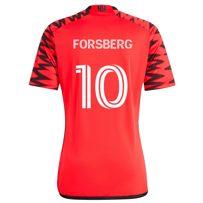 Kinder Fußball Emil Forsberg #10 Rot Schwarz Weiß Auswärtstrikot Trikot 2024/25 T-Shirt Luxemburg