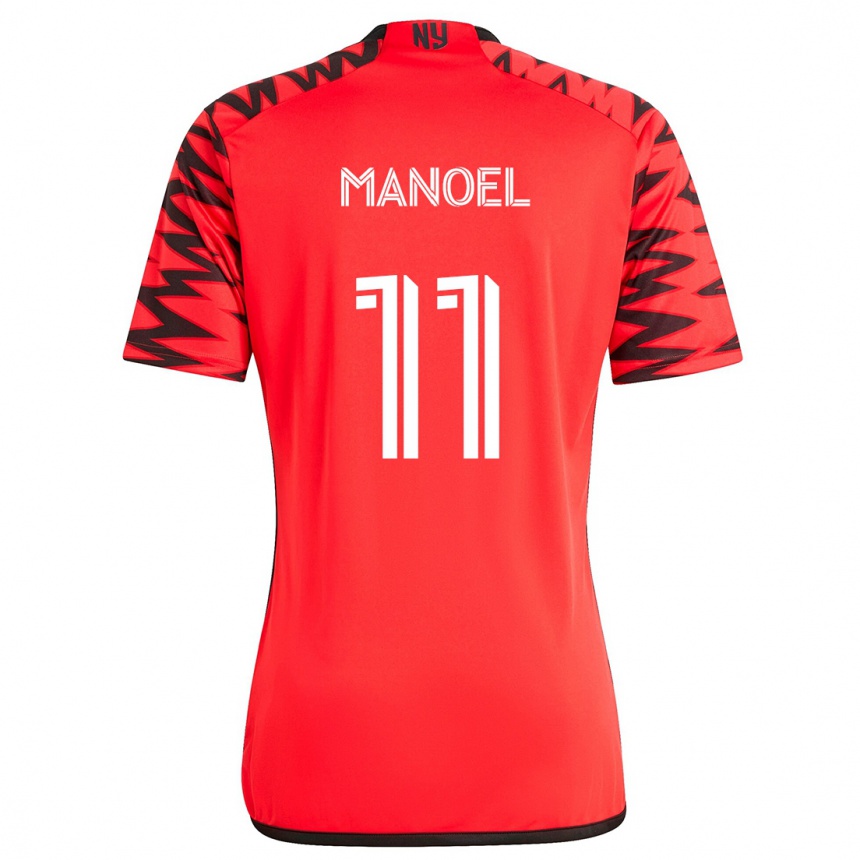 Kinder Fußball Elias Manoel #11 Rot Schwarz Weiß Auswärtstrikot Trikot 2024/25 T-Shirt Luxemburg