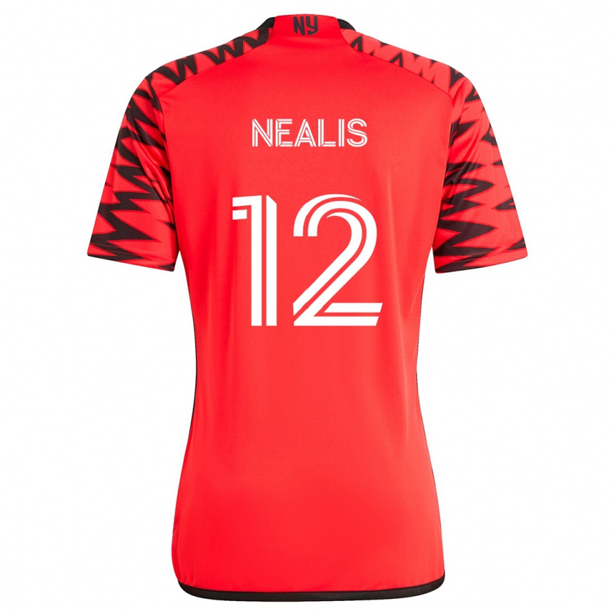 Kinder Fußball Dylan Nealis #12 Rot Schwarz Weiß Auswärtstrikot Trikot 2024/25 T-Shirt Luxemburg