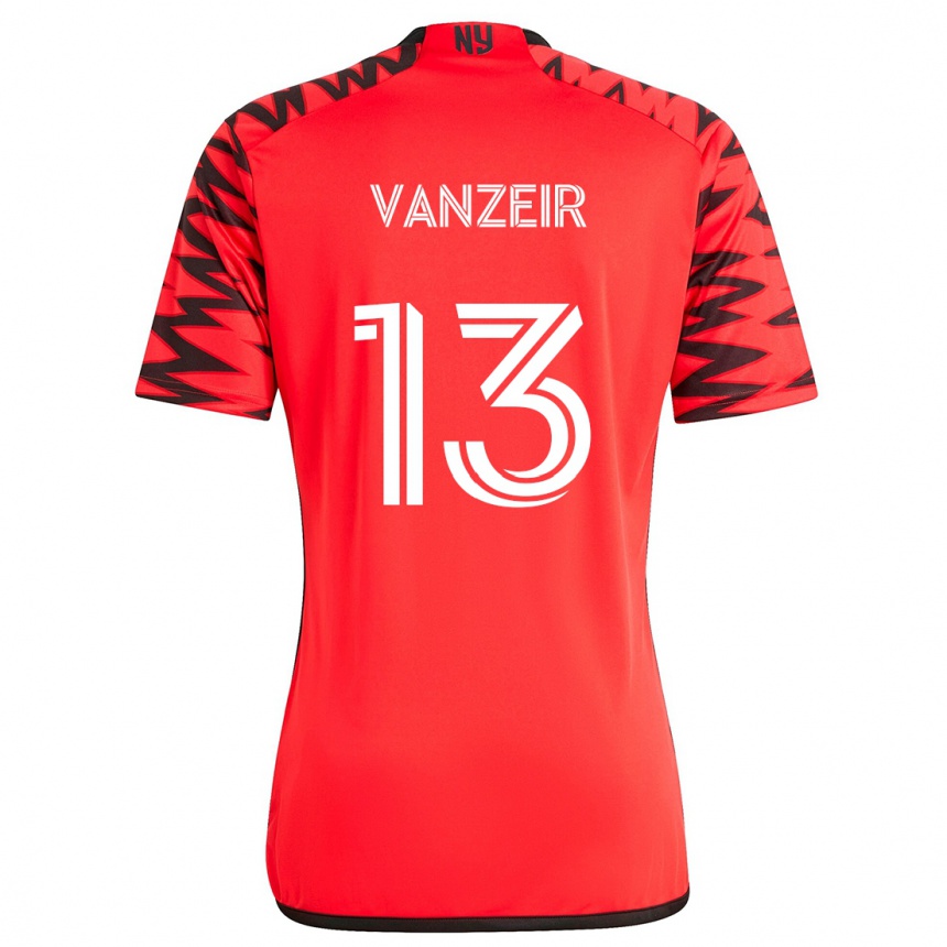 Kinder Fußball Dante Vanzeir #13 Rot Schwarz Weiß Auswärtstrikot Trikot 2024/25 T-Shirt Luxemburg