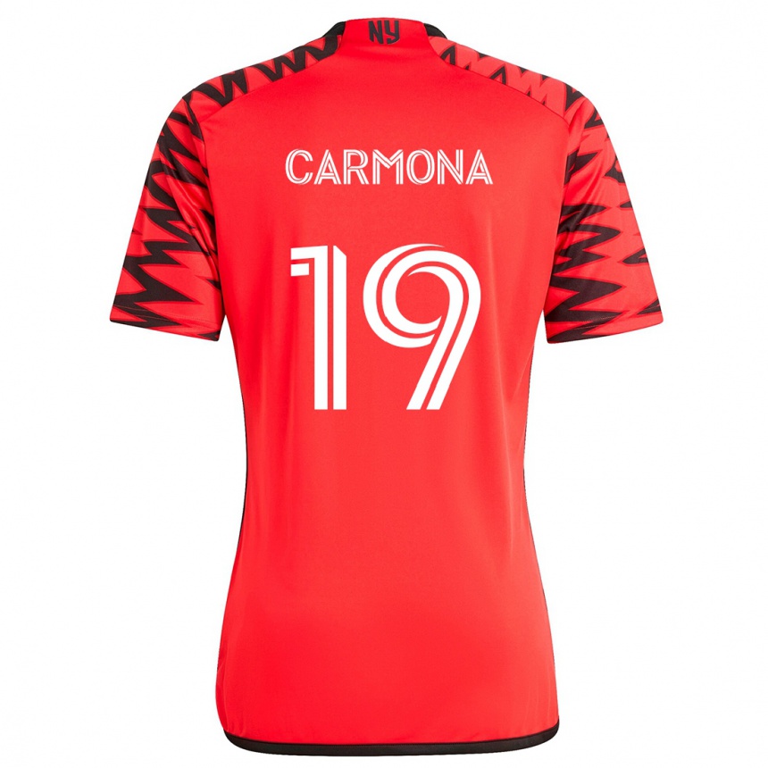 Kinder Fußball Wikelman Carmona #19 Rot Schwarz Weiß Auswärtstrikot Trikot 2024/25 T-Shirt Luxemburg