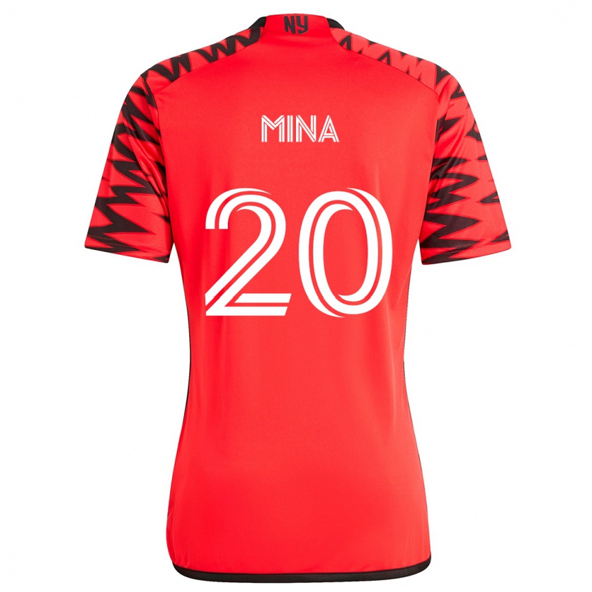 Kinder Fußball Juan Mina #20 Rot Schwarz Weiß Auswärtstrikot Trikot 2024/25 T-Shirt Luxemburg