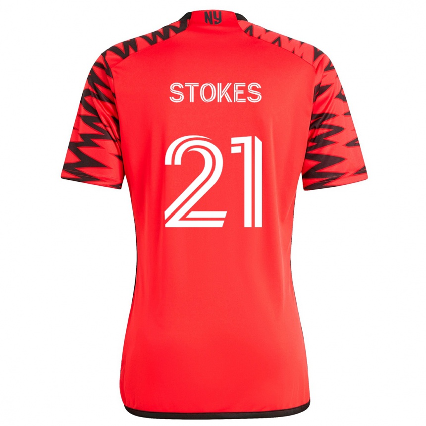 Kinder Fußball Aidan Stokes #21 Rot Schwarz Weiß Auswärtstrikot Trikot 2024/25 T-Shirt Luxemburg