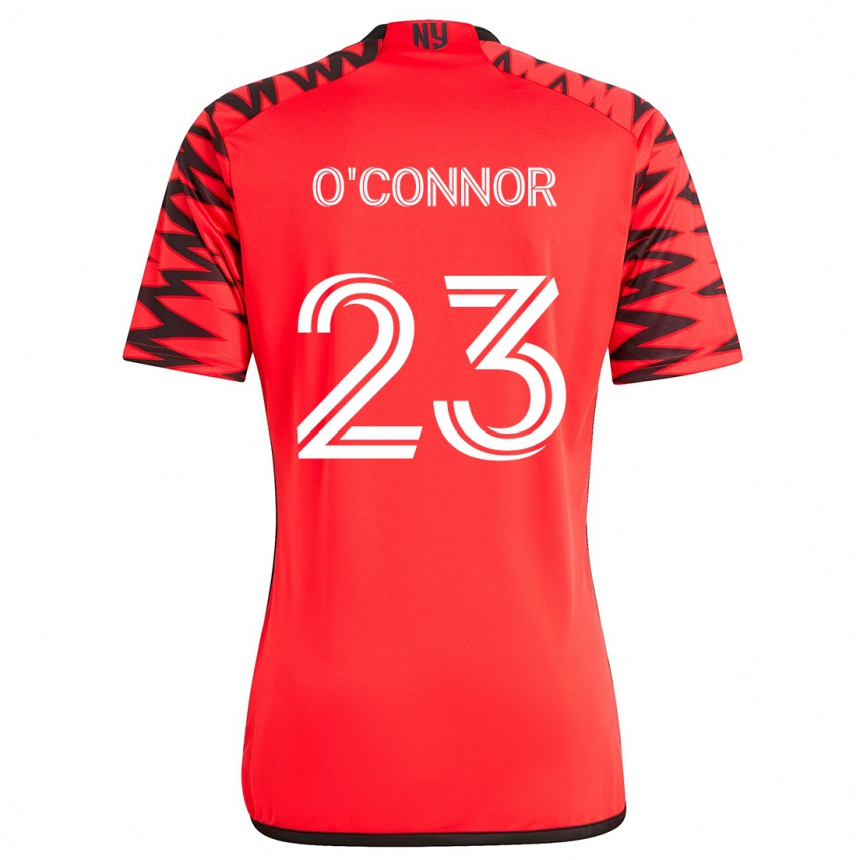 Kinder Fußball Aidan O'connor #23 Rot Schwarz Weiß Auswärtstrikot Trikot 2024/25 T-Shirt Luxemburg