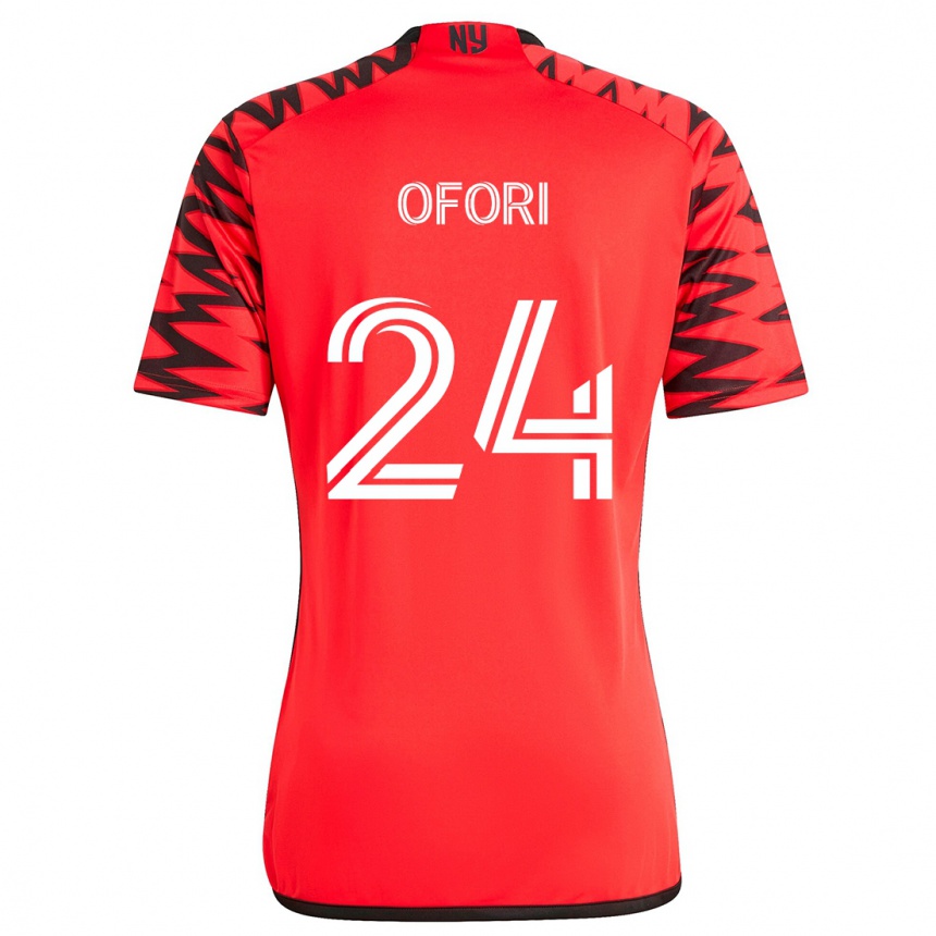 Kinder Fußball Curtis Ofori #24 Rot Schwarz Weiß Auswärtstrikot Trikot 2024/25 T-Shirt Luxemburg