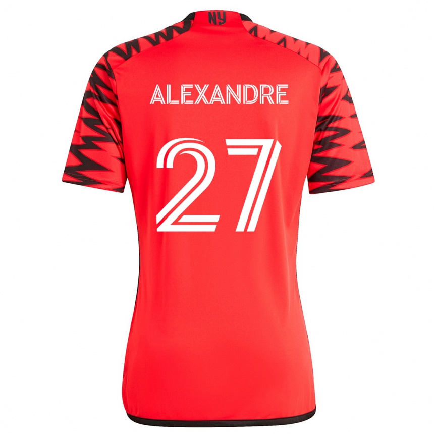 Kinder Fußball Davi Alexandre #27 Rot Schwarz Weiß Auswärtstrikot Trikot 2024/25 T-Shirt Luxemburg