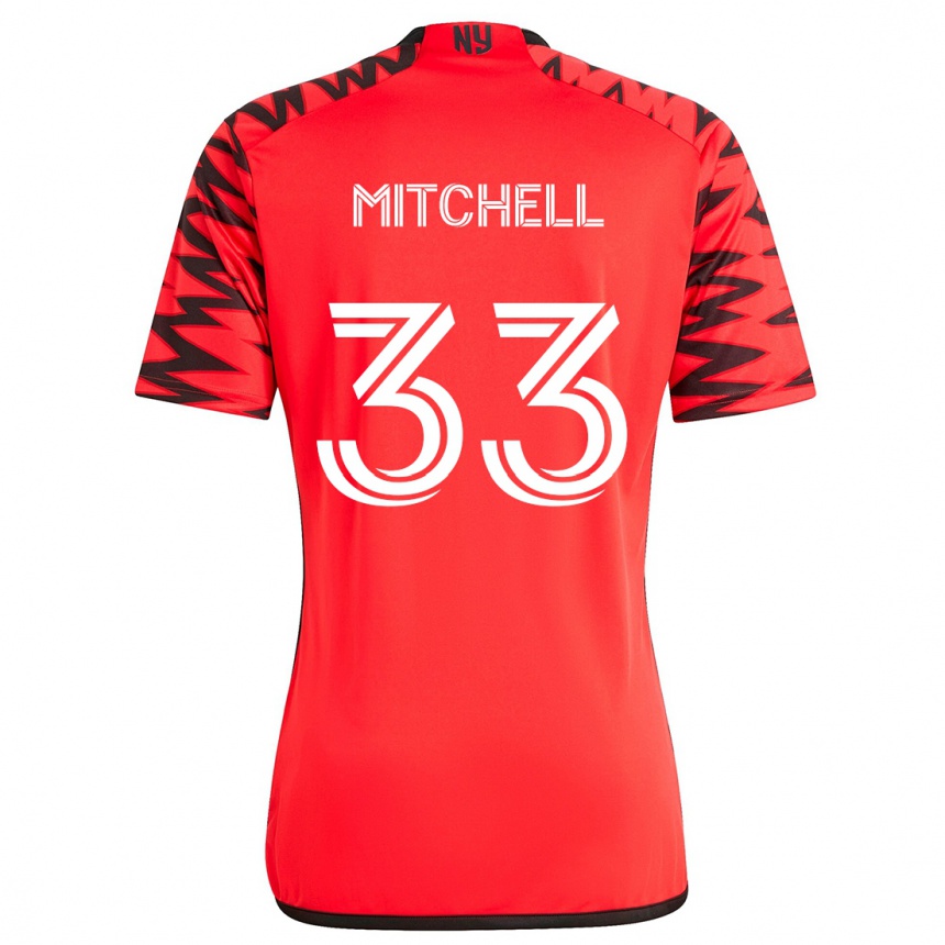 Kinder Fußball Roald Mitchell #33 Rot Schwarz Weiß Auswärtstrikot Trikot 2024/25 T-Shirt Luxemburg