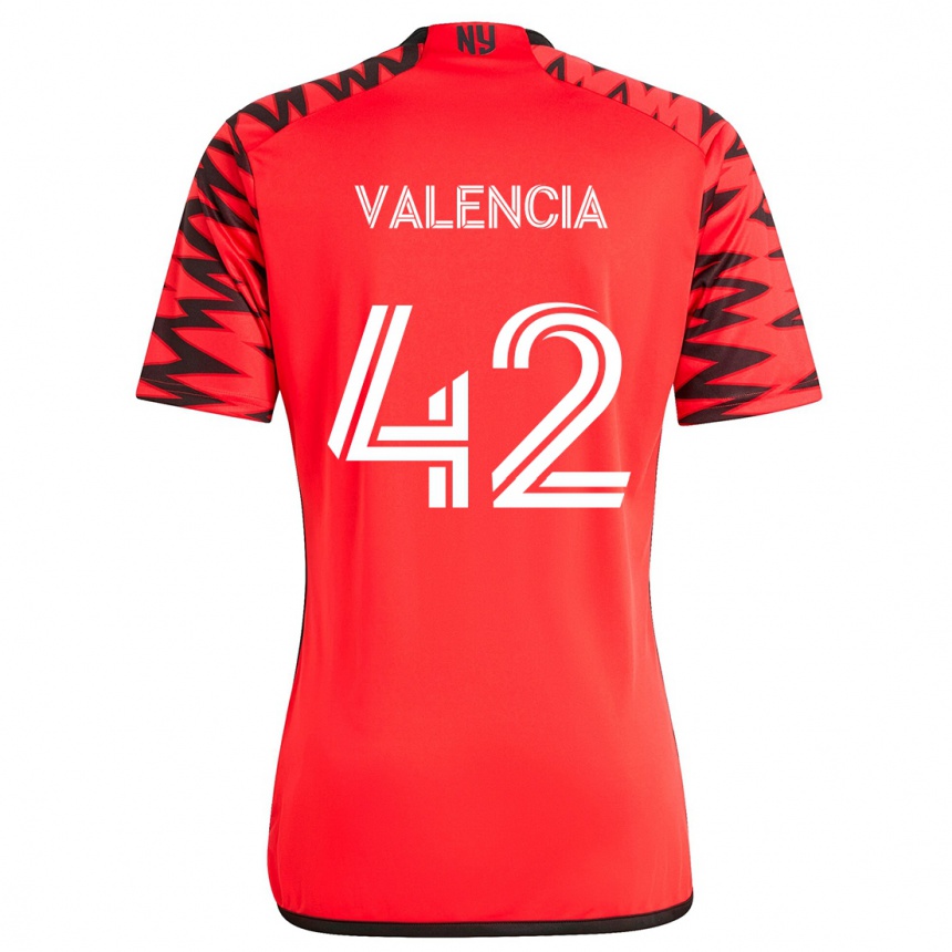 Kinder Fußball Omar Valencia #42 Rot Schwarz Weiß Auswärtstrikot Trikot 2024/25 T-Shirt Luxemburg