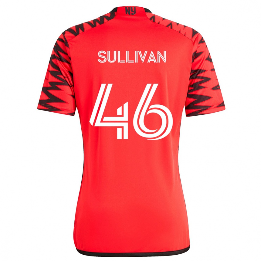 Kinder Fußball Dylan Sullivan #46 Rot Schwarz Weiß Auswärtstrikot Trikot 2024/25 T-Shirt Luxemburg