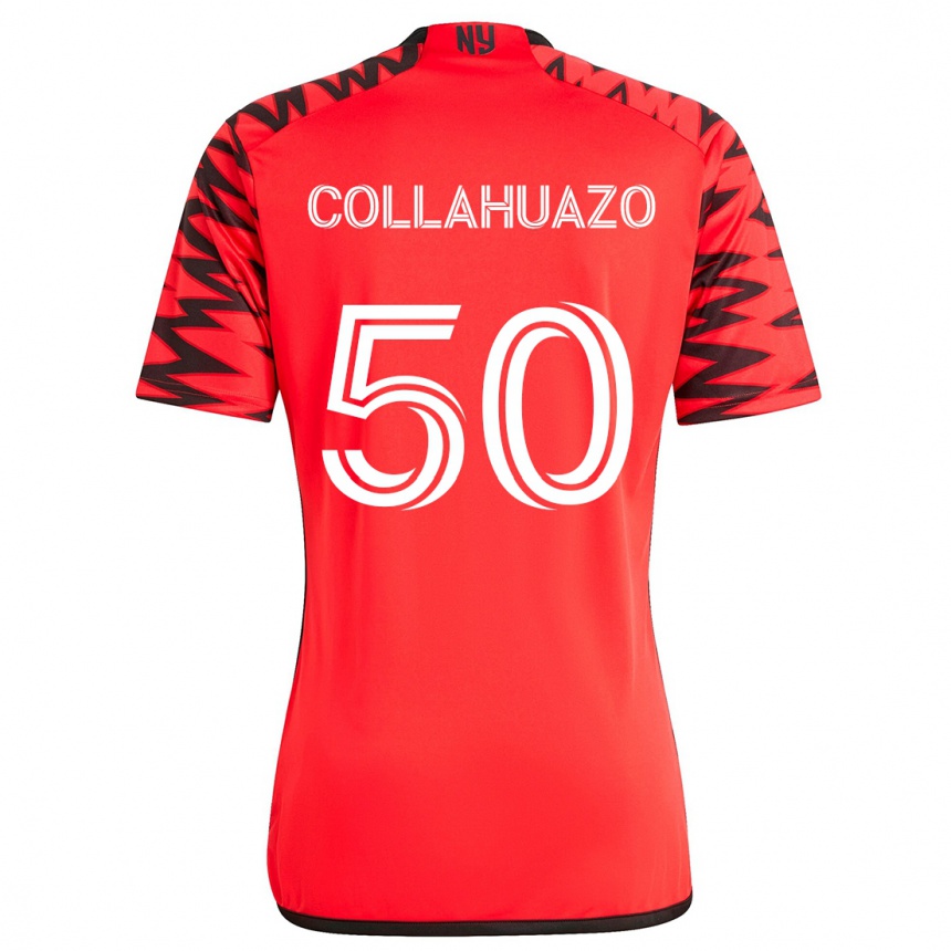 Kinder Fußball Jair Collahuazo #50 Rot Schwarz Weiß Auswärtstrikot Trikot 2024/25 T-Shirt Luxemburg