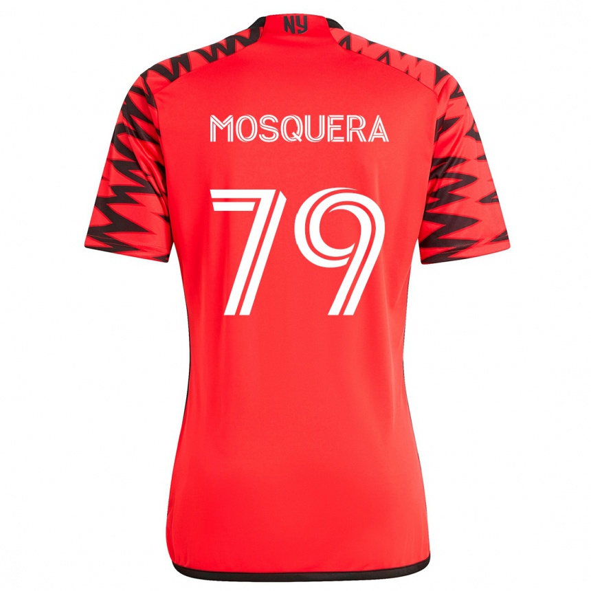 Kinder Fußball Rafael Mosquera #79 Rot Schwarz Weiß Auswärtstrikot Trikot 2024/25 T-Shirt Luxemburg