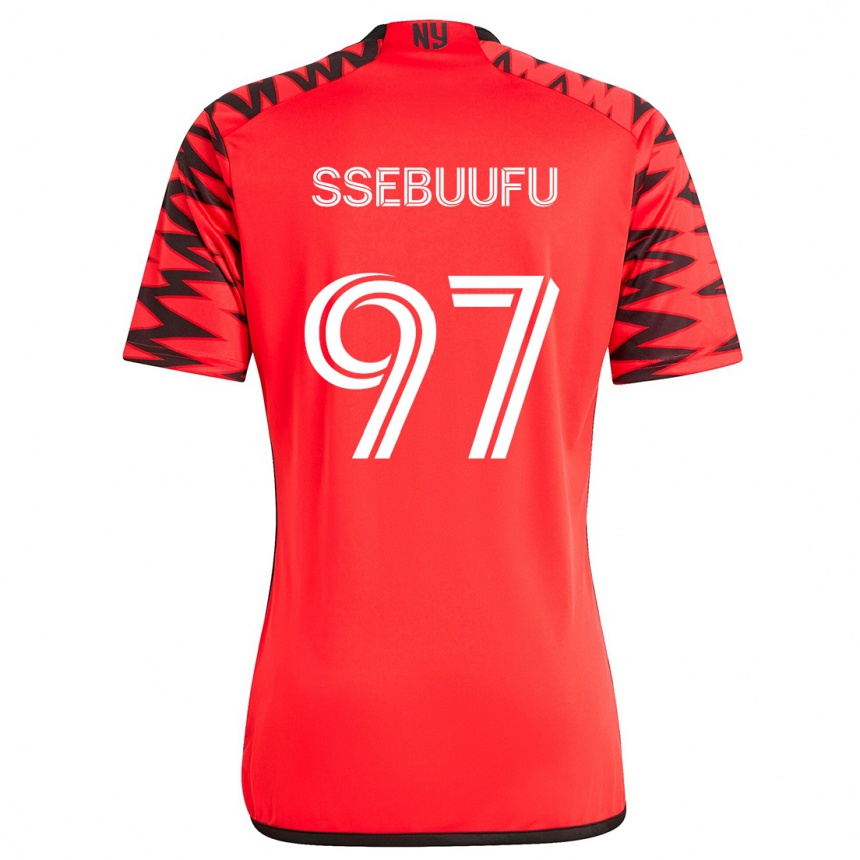 Kinder Fußball Frank Ssebuufu #97 Rot Schwarz Weiß Auswärtstrikot Trikot 2024/25 T-Shirt Luxemburg