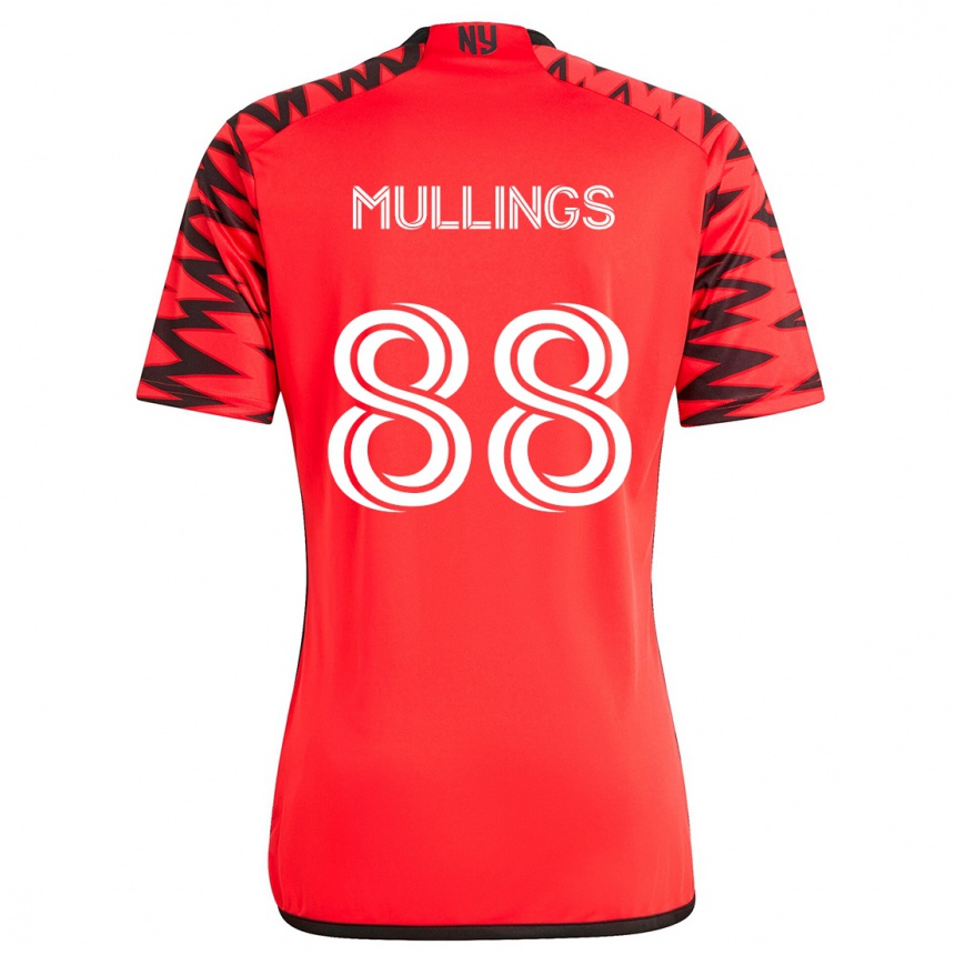 Kinder Fußball O'vonte Mullings #88 Rot Schwarz Weiß Auswärtstrikot Trikot 2024/25 T-Shirt Luxemburg