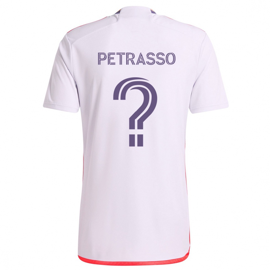 Kinder Fußball Luca Petrasso #0 Weiß Rot Lila Auswärtstrikot Trikot 2024/25 T-Shirt Luxemburg