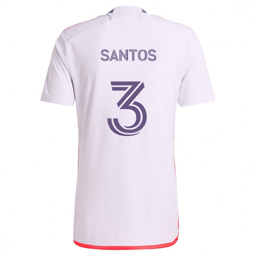 Kinder Fußball Rafael Santos #3 Weiß Rot Lila Auswärtstrikot Trikot 2024/25 T-Shirt Luxemburg