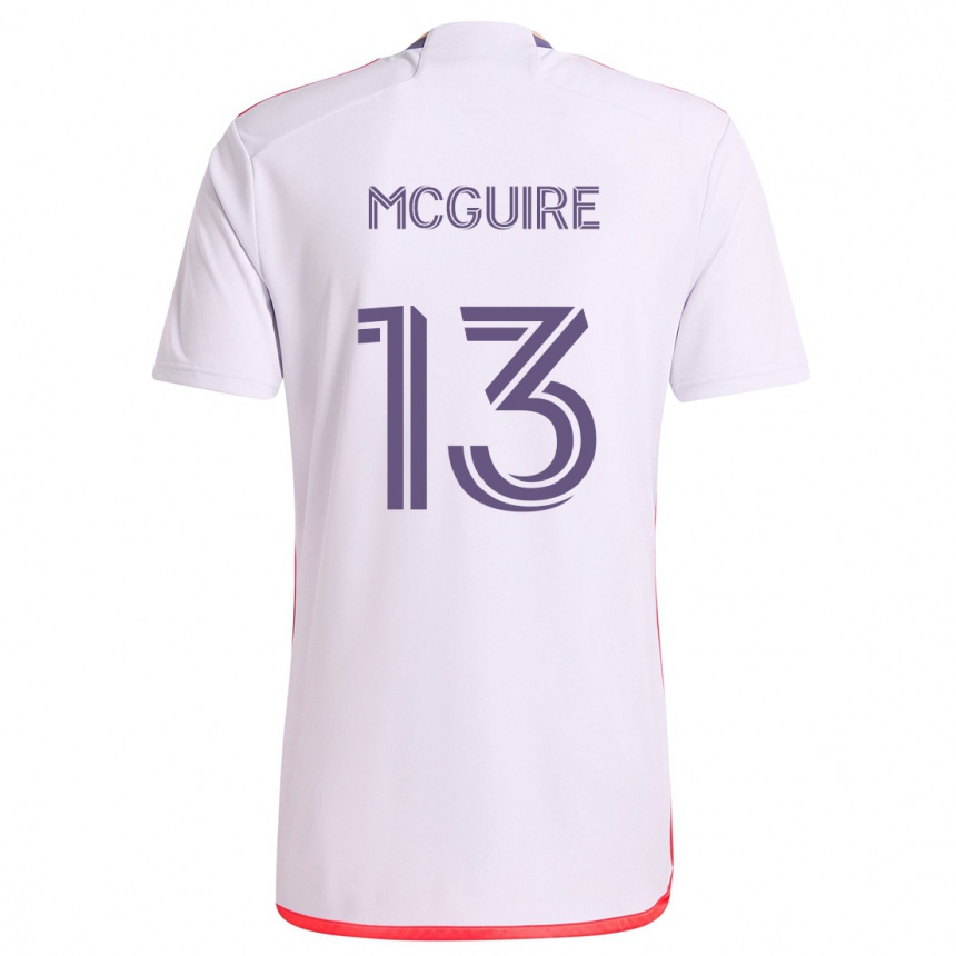 Kinder Fußball Duncan Mcguire #13 Weiß Rot Lila Auswärtstrikot Trikot 2024/25 T-Shirt Luxemburg