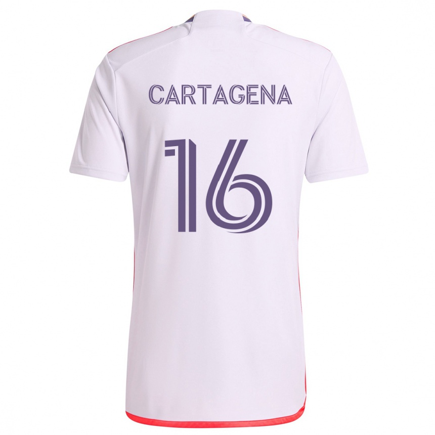 Kinder Fußball Wilder Cartagena #16 Weiß Rot Lila Auswärtstrikot Trikot 2024/25 T-Shirt Luxemburg