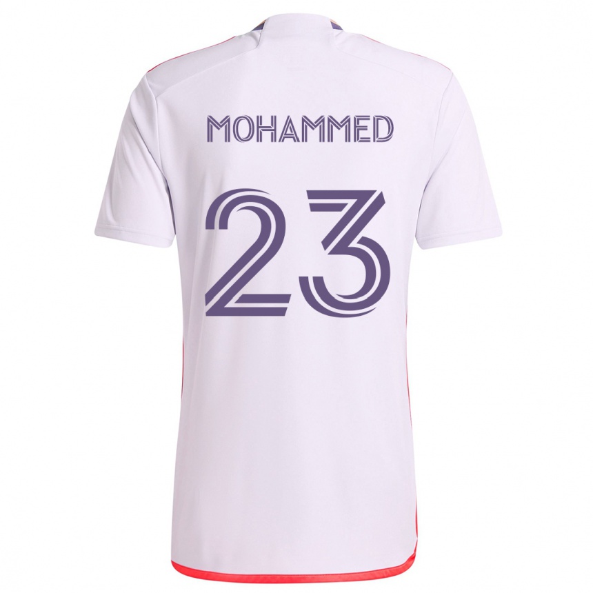 Kinder Fußball Shak Mohammed #23 Weiß Rot Lila Auswärtstrikot Trikot 2024/25 T-Shirt Luxemburg